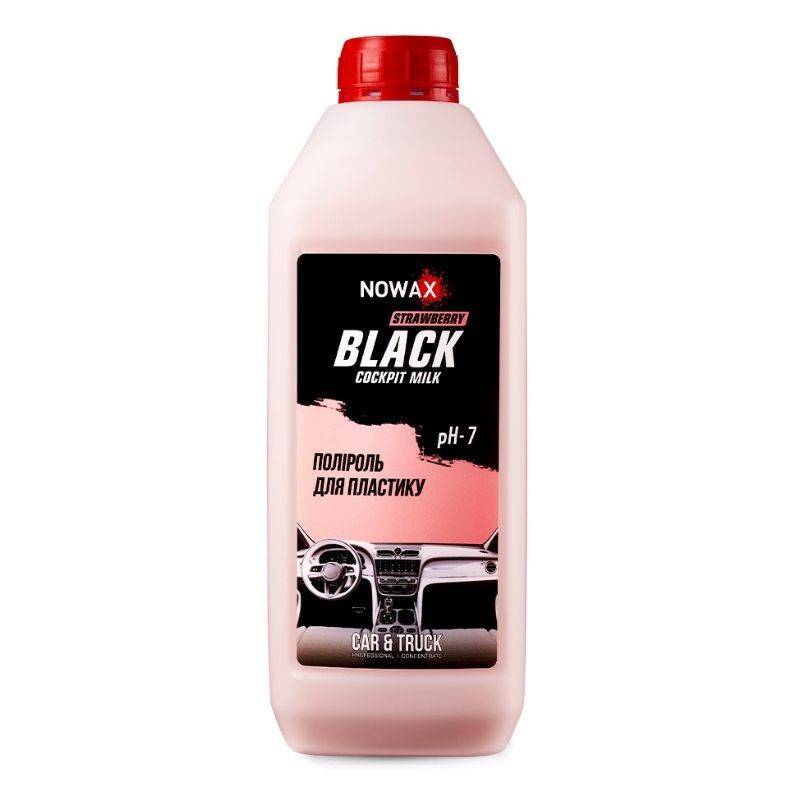 Полироль-молочко для пластика 1L концентрат Nowax Black Cocpit Milk Клубника (NX01188)