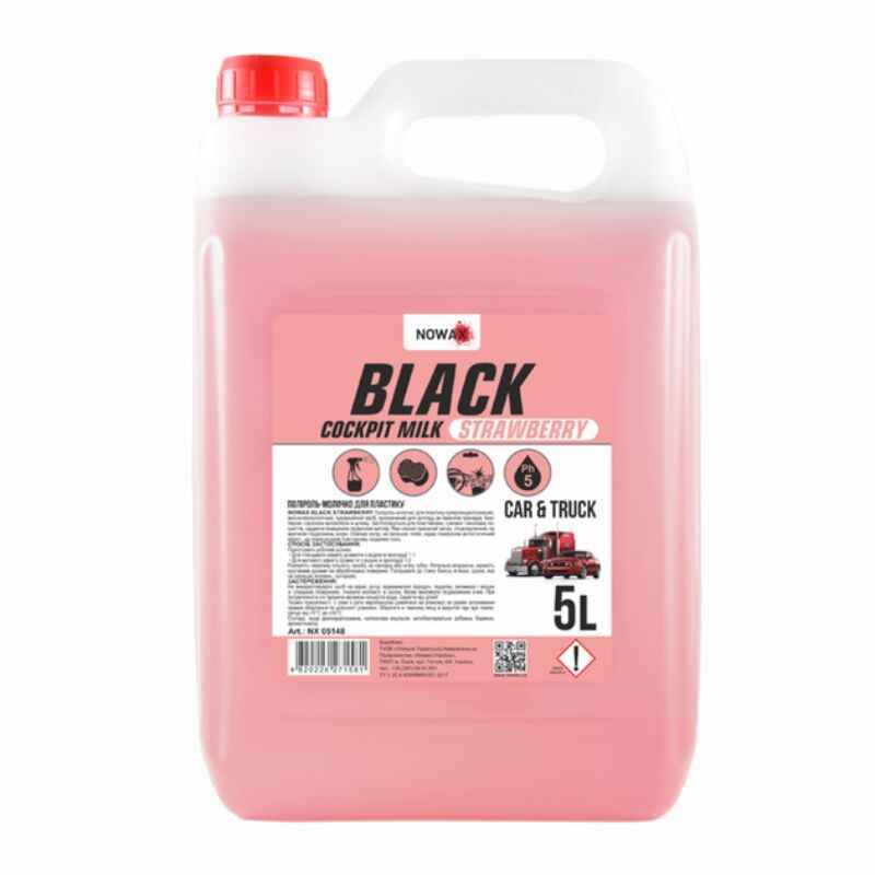 Полироль-молочко для пластика 5L концентрат Nowax Black Cocpit Milk Клубника (NX05148)