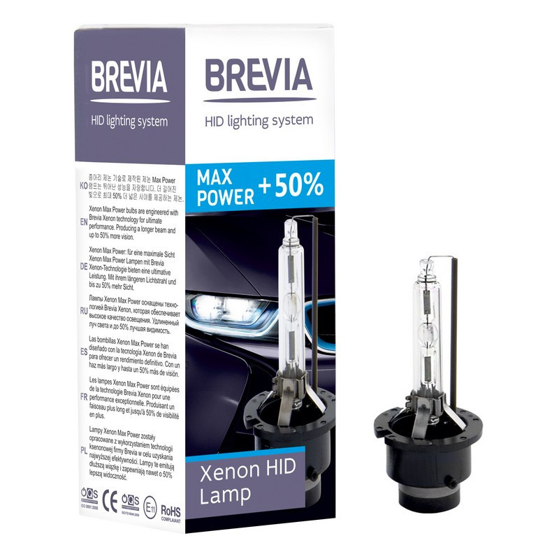 Ксеноновая лампа D2S Brevia 5000K с повышенной яркостью на 50 процентов 1 шт (85215MP)
