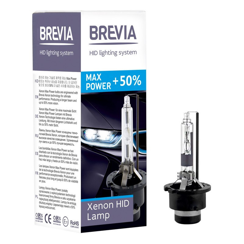 Ксеноновая лампа Brevia D2R 5500K увеличенная яркость на 50 процентов 1 штука (85225MP)