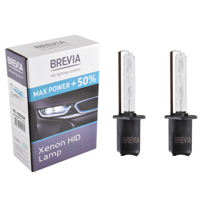 Ксеноновая лампа H1 4300K 85V 35W P14.5s с повышенной яркостью +50% Brevia (12143MP)