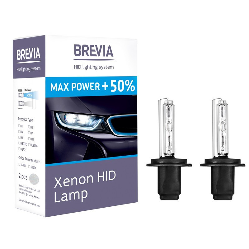 Ксеноновая лампа H1 Brevia 5500K плюс 50 процентов комплект 2 штуки (12150MP)