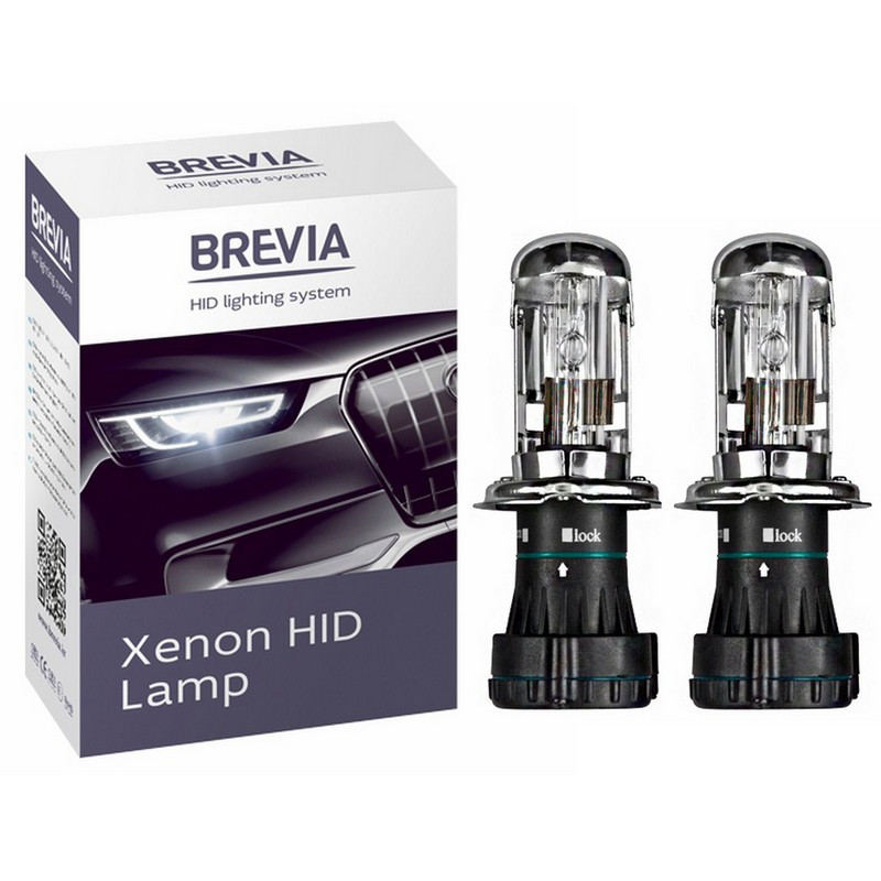 Ксеноновая лампа H4 6000K Brevia комплект из 2 ламп для авто освещения (12460)