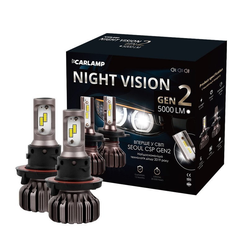 LED автолампи H13 Carlamp Night Vision Gen2 5500K 5000Lm для авто основне світло (NVGH13)
