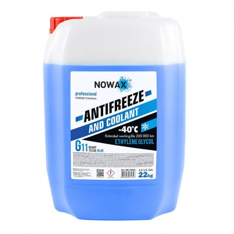Охлаждающая жидкость Nowax G11 Blue 22 кг антифриз для авто (NX22002)