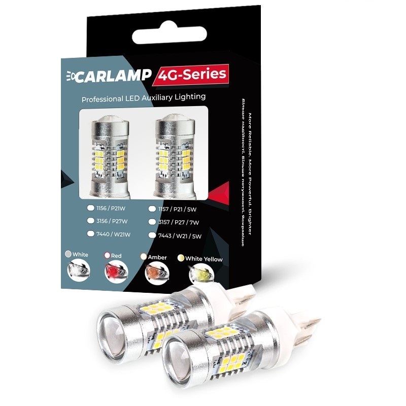 Світлодіодні лампи червоні Carlamp 4G-Series W21W T20 для авто допоміжне освітлення (4G21/7440Red)