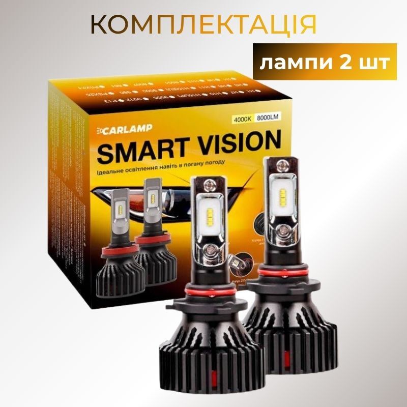 Автолампи Carlamp Smart Vision LED HB3 8000Lm 4000K для авто Світлодіодні лампи основне світло (SM9005Y)