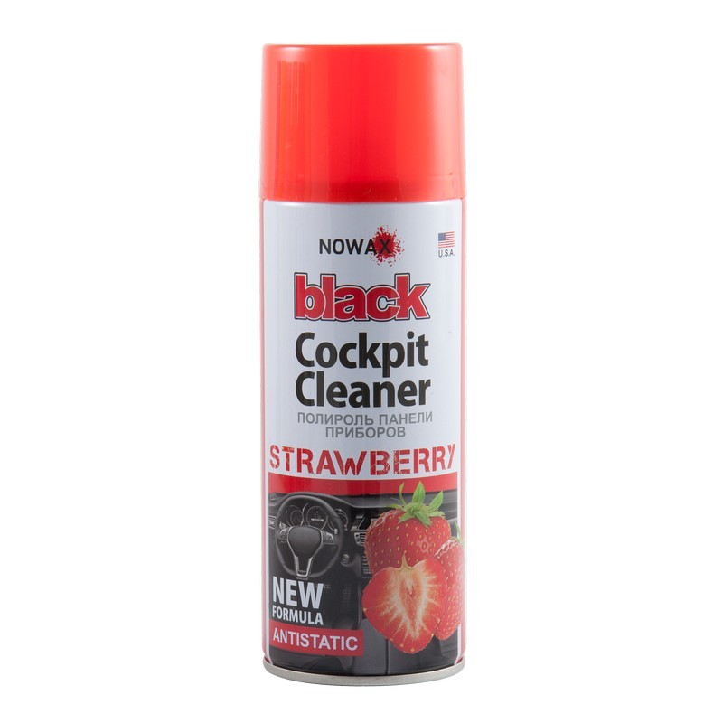 Полироль для пластика 450мл NOWAX Black Cockpit Cleaner Клубника (NX00454)