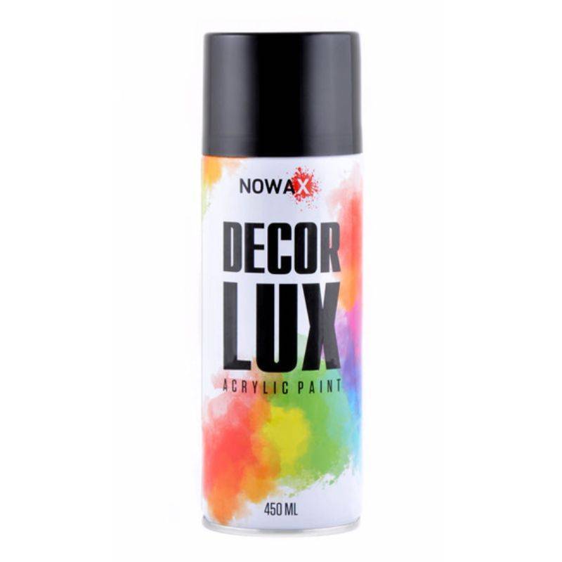 Краска акриловая NOWAX Decor Lux глянцевая черная 450 мл для декора (NX48010)
