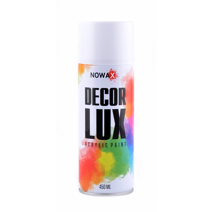 Белая глянцевая акриловая краска NOWAX Decor Lux 450 мл для декора (NX48012)