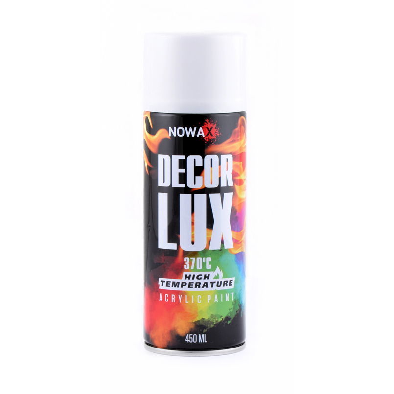 Белая глянцевая термостойкая краска NOWAX Decor Lux 450 мл 9010 для высоких температур (NX48039)