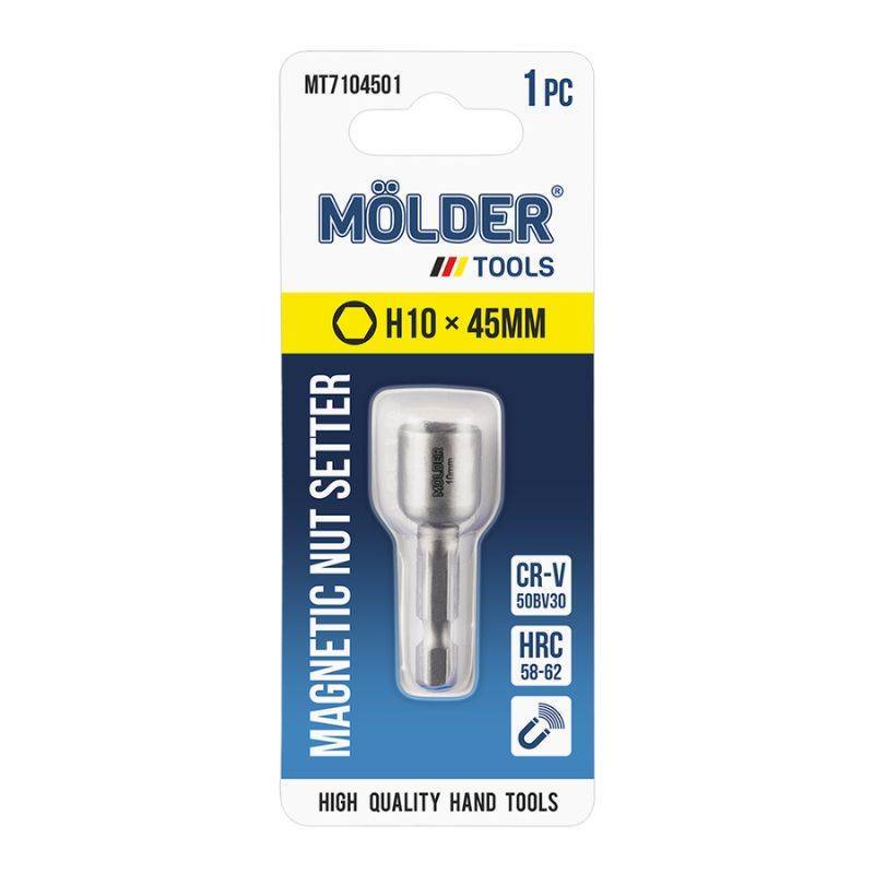 Магнитная битa для кровельных саморезов MOLDER H10x45мм 1 штука в блистере (MT7104501)