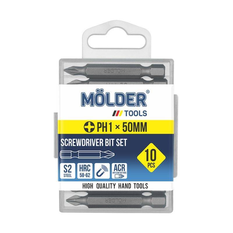 Комплект бит MOLDER PH1 50мм 10 штук в пластиковой упаковке (MT7015010)