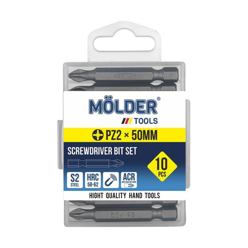 Набор бит MOLDER PZ2 50мм 10 штук в пластиковой упаковке (MT7125010)