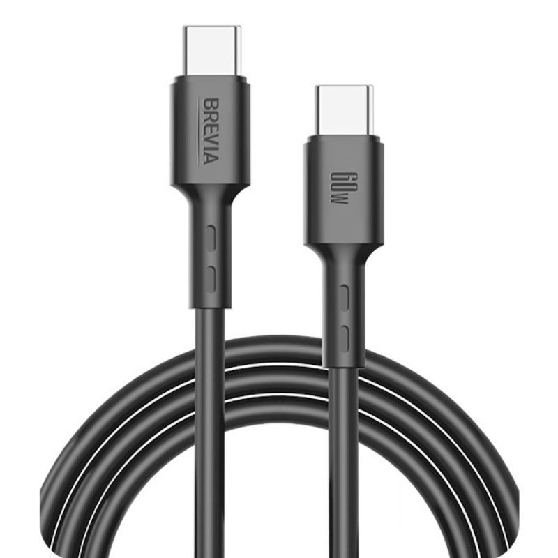 Кабель BREVIA Type-C to Type-C 60W 1m, black, box (250шт.) (51100BCCC1)