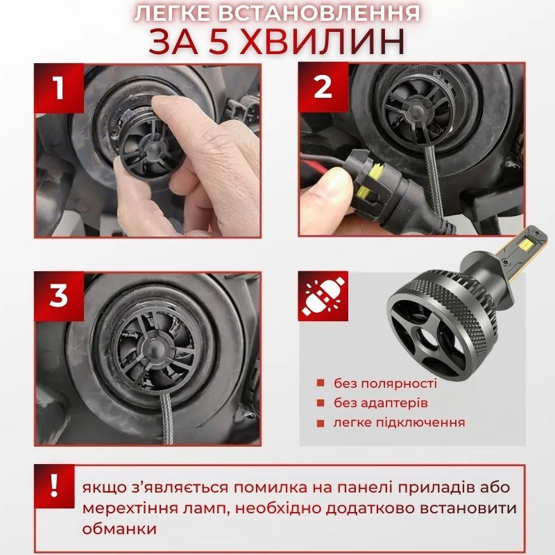 Автолампи H1 LED Carlamp Smart Vision Gen3 світлодіодні 9000Lm 6500K основне світло (SMG3H1)