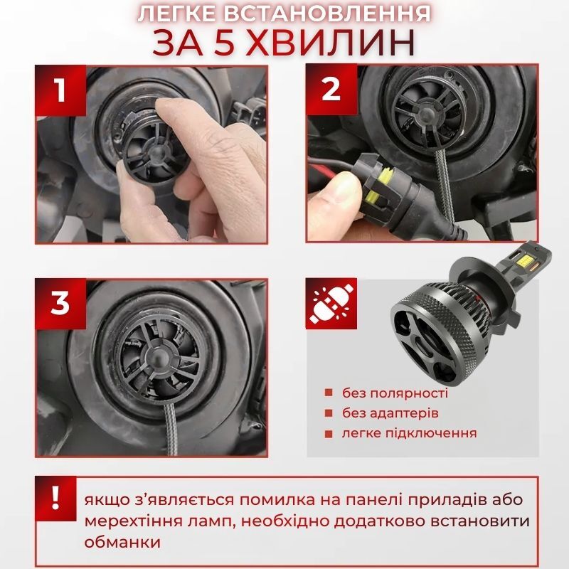 Автолампи H7 Carlamp Smart Vision Gen3 LED світлодіодні 9000Lm 6500K для автомобіля (SMG3H7)