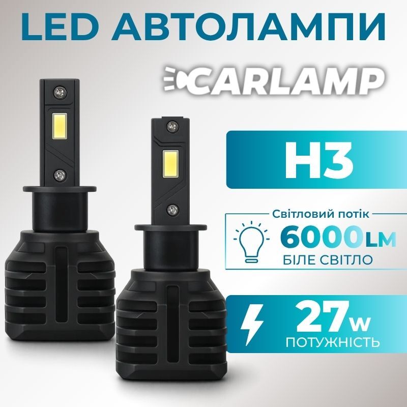 Автомобільні LED лампи H3 Carlamp Night Vision Gen 3 6000Lm 5500K світлодіодні фари (NVG3H3)