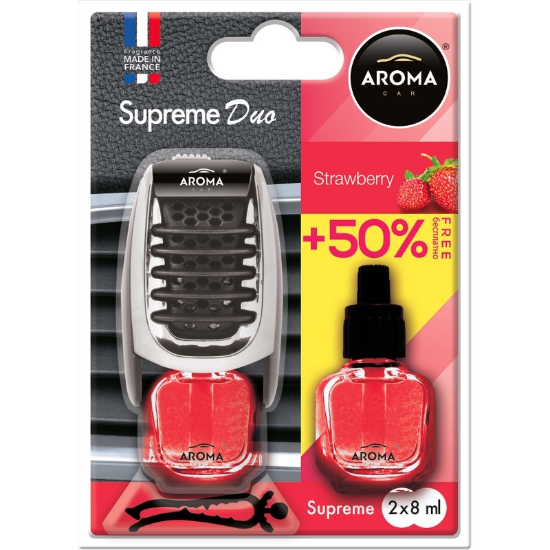 Ароматизатор автомобильный Aroma Car Supreme Duo клубника 8 мл для авто (92254)