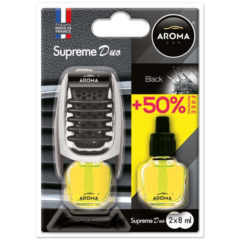 Автомобильный ароматизатор Aroma Car Supreme Duo Black 8 мл для салона авто (92259)