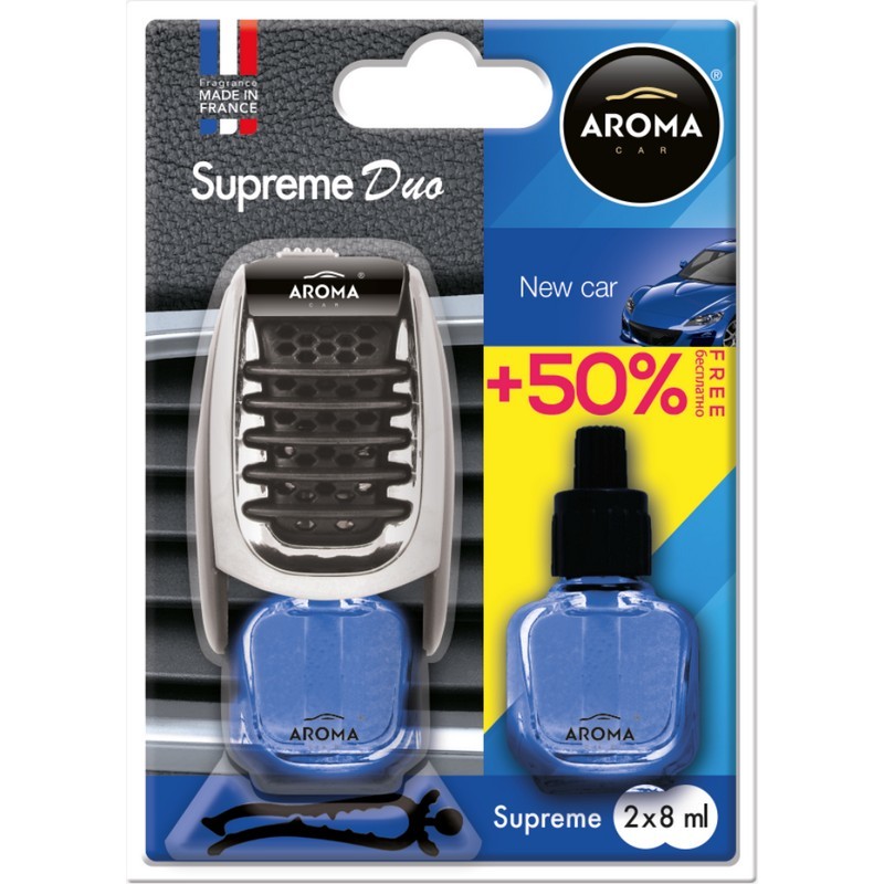 Ароматизатор для авто Aroma Car Supreme Duo запах нового авто 8 мл (92518)