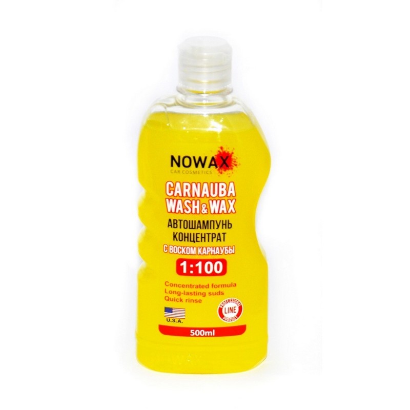 Концентрированный автошампунь пена для ручной мойки Nowax Wash and Wax с карнаубским воском 0.5л (NX00510)