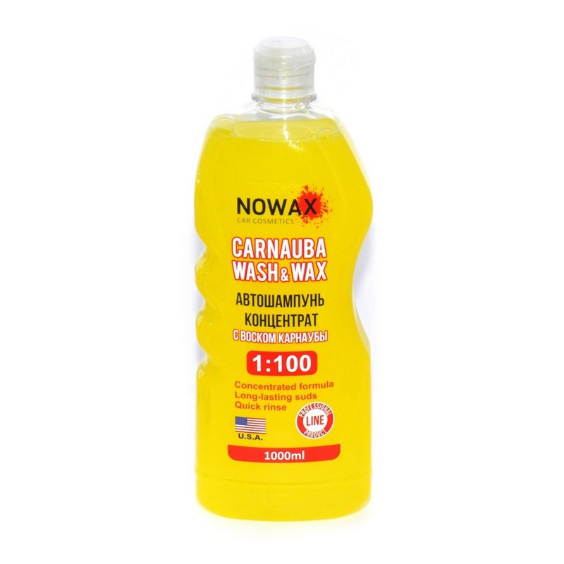 Концентрированный автошампунь пена 1л Nowax Wash&Wax с карнаубским воском для ручной мойки авто (NX01100)